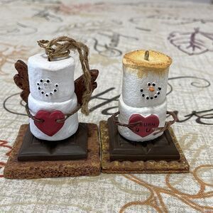 2 Original S’mores Midwest Christmas Ornaments Marshmallow Valentine Heart Wings